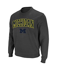 Men's Charcoal Michigan Wolverines Arch Logo Crew Neck Sweatshirt