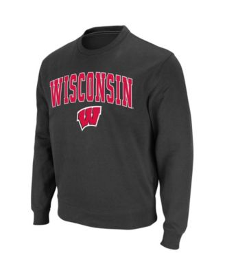 Colosseum Men's Charcoal Wisconsin Badgers Arch Logo Crew