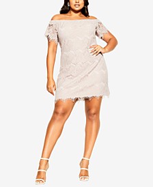 Trendy Plus Size Lace Off Shoulder Dress