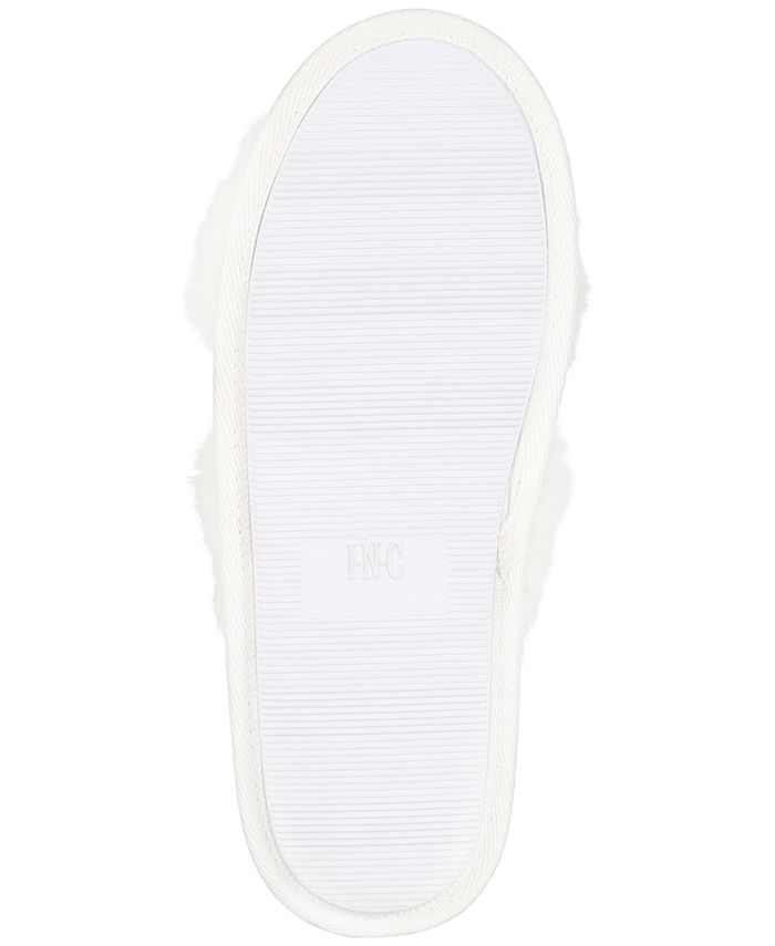 I.N.C. International Concepts Imitation Pearl Faux-Fur Cross Slide  Slippers, Created for Macy's - Macy's