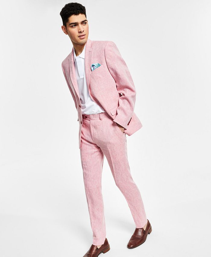 Bar III Men's Slim Fit Linen Suit Jackets Pink Size 40 main image 0