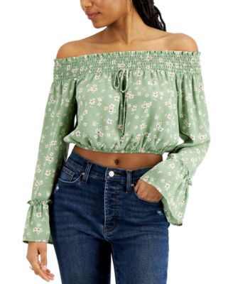 Kingston Grey - Juniors' Smocked Off-The-Shoulder Top