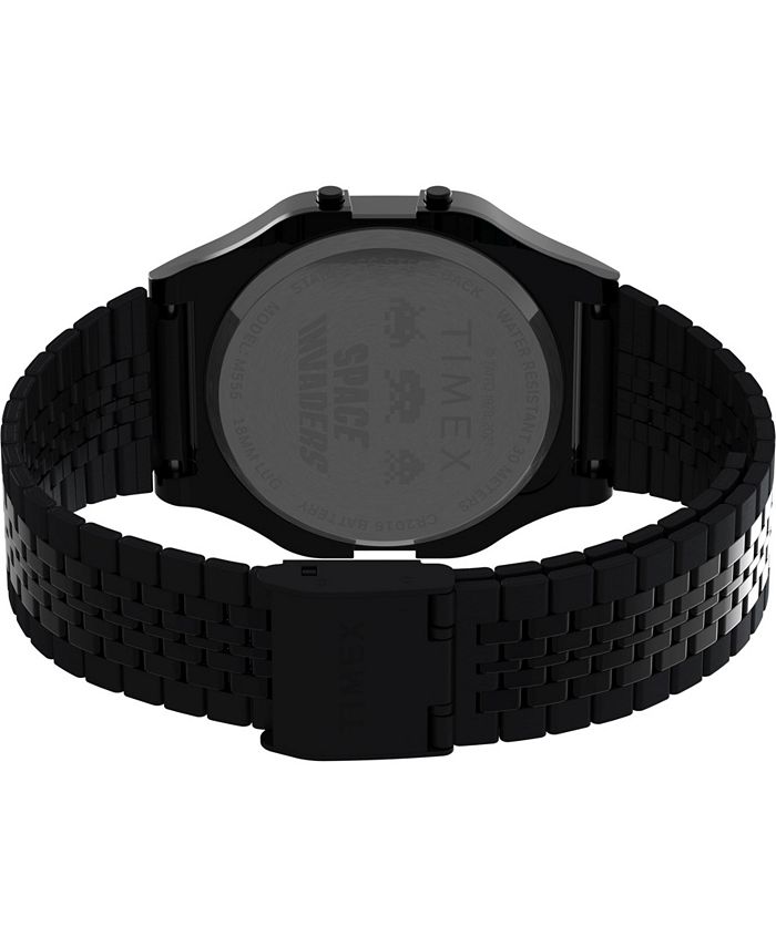 Timex Unisex T80 Space Invaders Black Stainless Steel Bracelet Watch 34 Mm Macys 