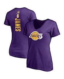 Women's Lebron James Purple Los Angeles Lakers Logo Playmaker Name Number V-Neck T-Shirt