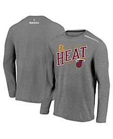 Men's Heather Charcoal Miami Heat 2021 Noches Ene-Be-A Authentic Shooting Long Sleeve T-shirt