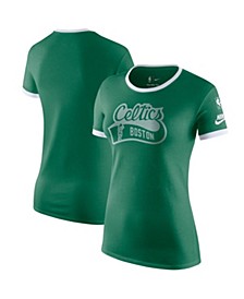 Women's Kelly Green and White Boston Celtics Nba 75Th Anniversary Ringer T-Shirt