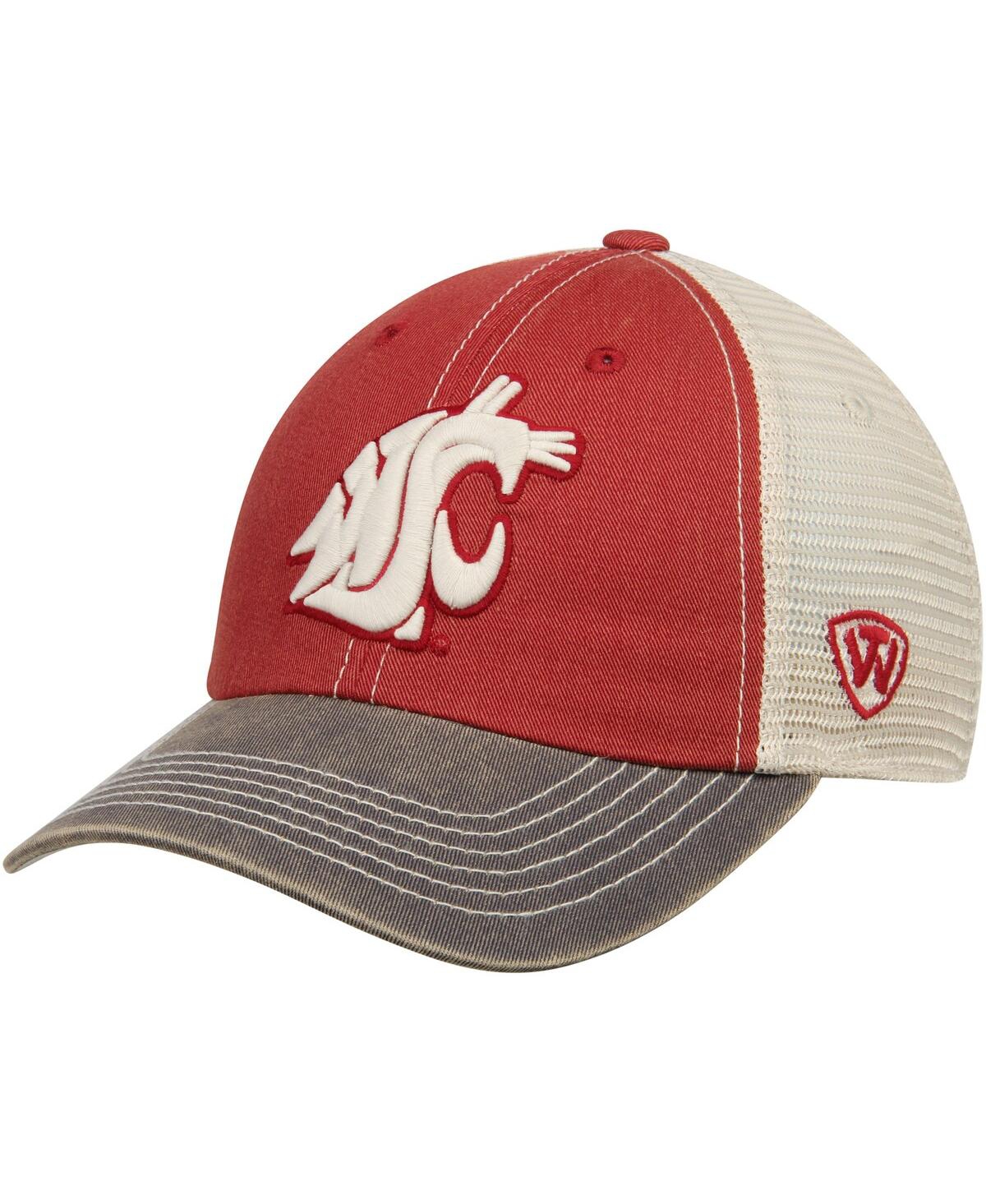 Top Of The World Men's Crimson And Tan Washington State Cougars Offroad Trucker Hat In Crimson,tan