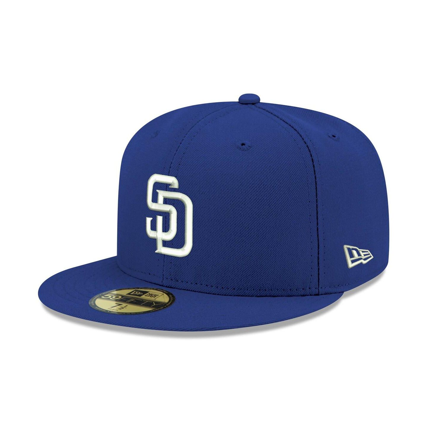 Мужская кепка New Era Royal San Diego Padres Logo White 59FIFTY Fitted Hat — фото 2