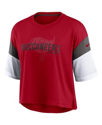 Women's Red, White Tampa Bay Buccaneers Nickname Tri-Blend Performance Crop Top