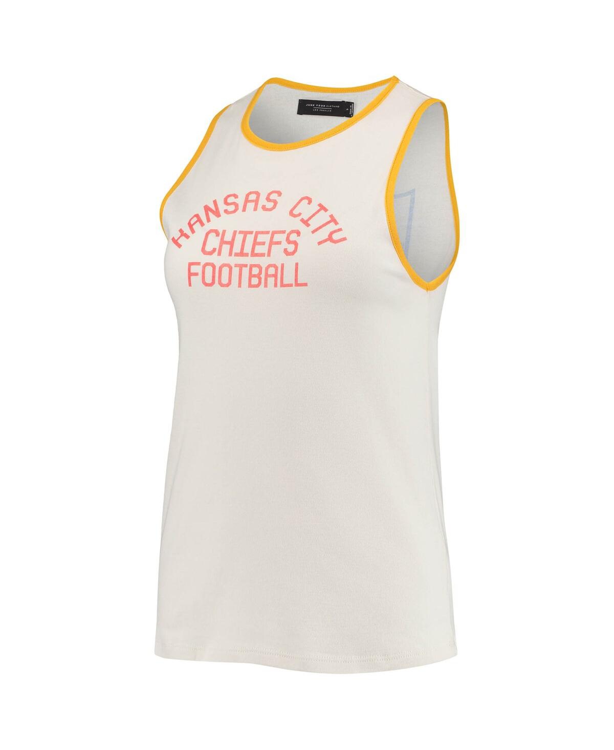 Shop Junk Food Women's White And Gold Kansas City Chiefs Throwback Pop Binding Scoop Neck Tank Top In White,gold-tone