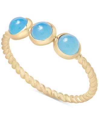 Macy's - Blue Chalcedony Triple Stone Statement Ring