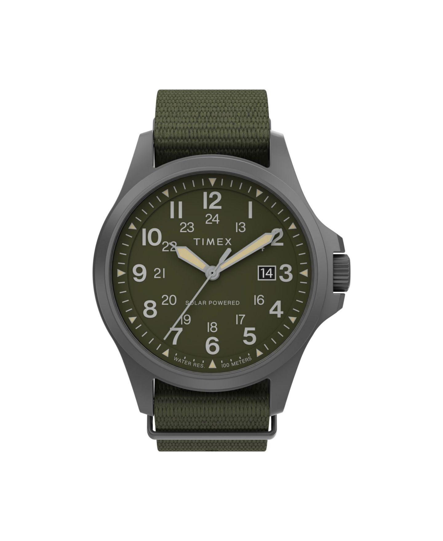 Мужские часы Timex Solar Green Fabric Strap Watch 41 mm — фото 1