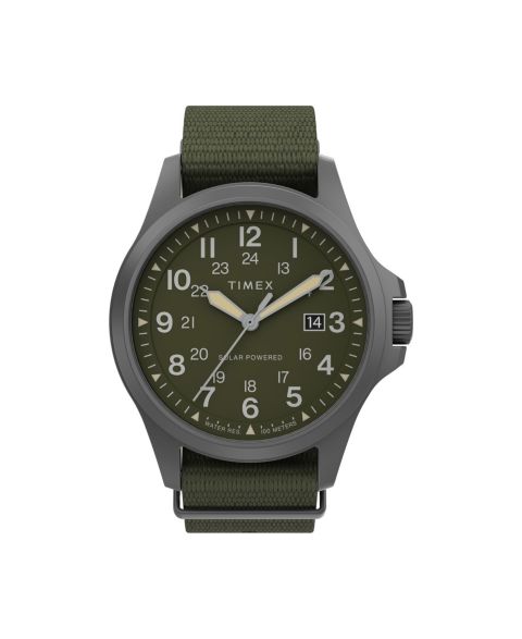 Мужские часы Timex Solar Green Fabric Strap Watch 41 mm
