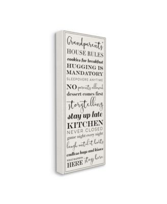 Grandparents House Rules Canvas Wall Art, 10" x 24"