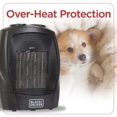 Personal Ceramic Space Heater for Desk or Home Office, 2 Heat & Fan Settings, Adjustable Thermostat, BHDC201
