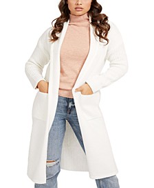 Mixed-Stitch Open-Front Cardigan