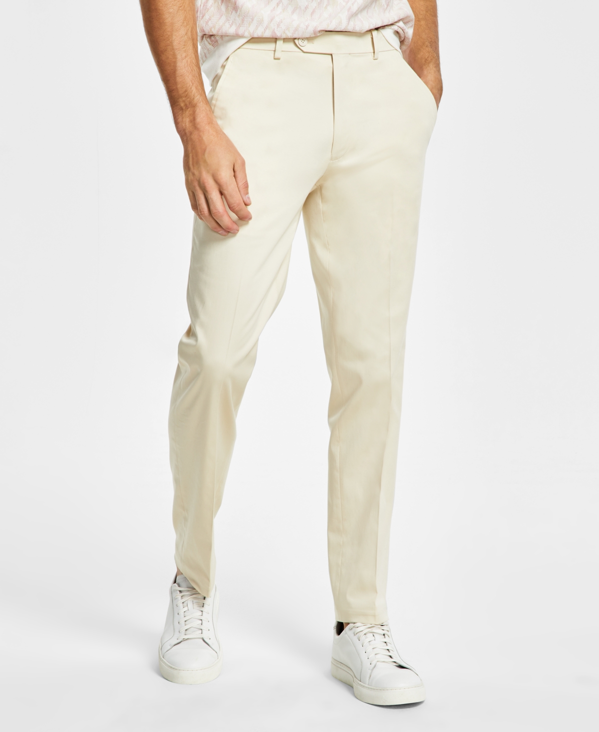 Alfani Men's Slim-Fit Solid Cream Cotton Suit Pants, Created for