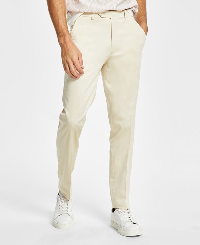 Alfani Men's Slim-Fit Solid Cream Cotton Suit Pants, Created for Macy's -  Macy's