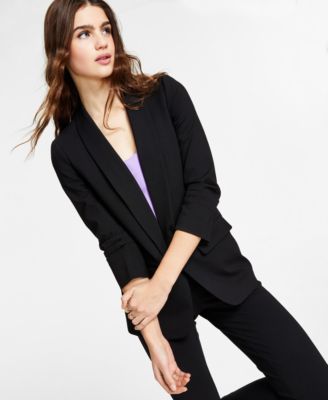 Bar III - Women's Compression Shawl-Collar 3/4-Sleeve Blazer