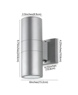 Duo 2-Light Modern Midcentury Cylinder Outdoor Integrated LED Sconce with Uplight