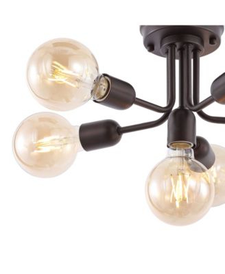 Marcel 6-Light Globe Farmhouse Modern Iron Bistro LED Semi Flush Mount