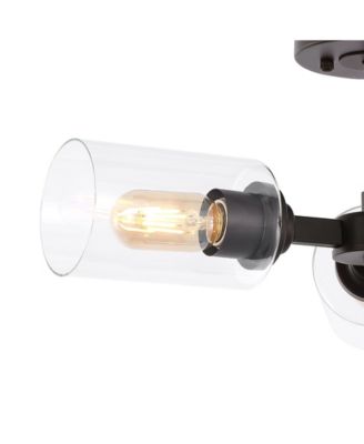 Jaymes 3-Light Farmhouse Industrial Iron Cylinder LED Semi Flush Mount