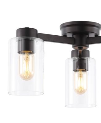Orville 3-Light Farmhouse Industrial Iron Cylinder LED Semi Flush Mount