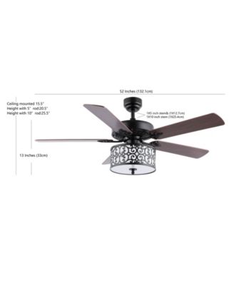 Paolo 3-Light Farmhouse Industrial Iron Scroll Drum Shade LED Ceiling Fan with Remote