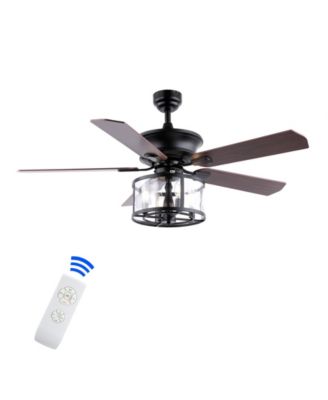 Braxton 4-Light Farmhouse Industrial Iron Drum Shade LED Ceiling Fan with Remote