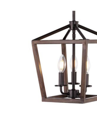 Oria 3-Light Iron Farmhouse Industrial Lantern LED Pendant