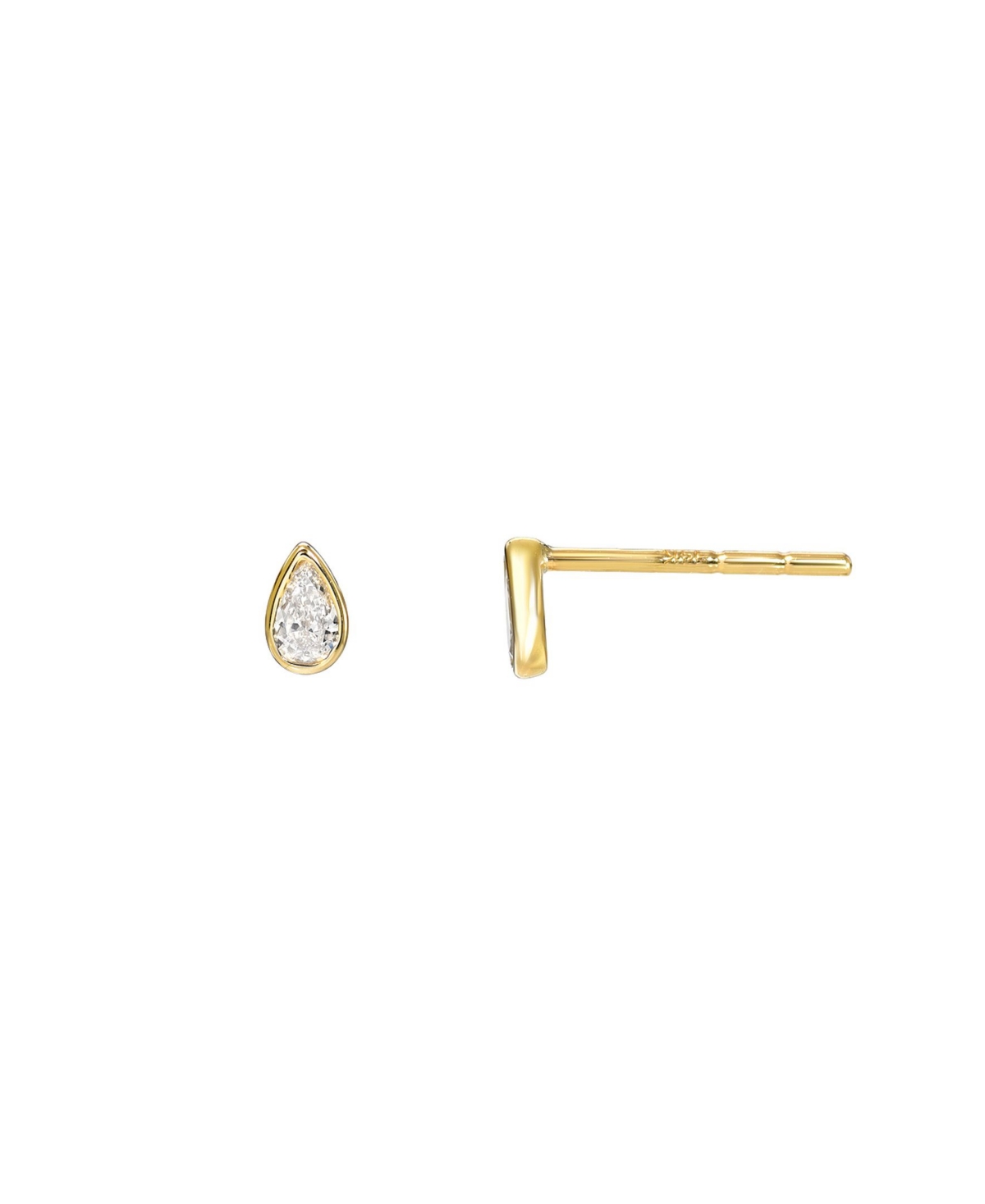 Pear Bezel 14K Gold Diamond Stud Earrings - Gold