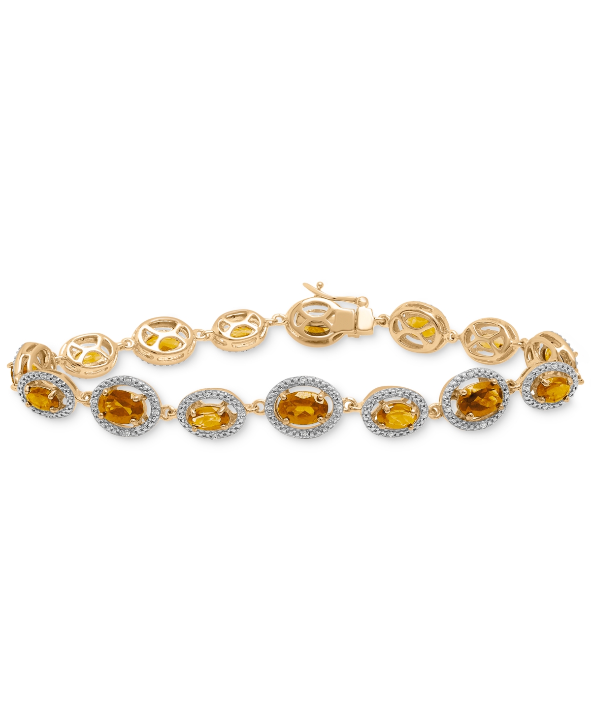 Amethyst (5 ct. t.w.) & Diamond (1/10 ct. t.w.) Halo Link Bracelet in 14k Rose Gold-Plated Sterling Silver (Also & Rhodolite Garnet) - Citr