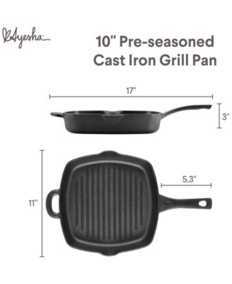 10" Cast Iron Square Grill Pan 