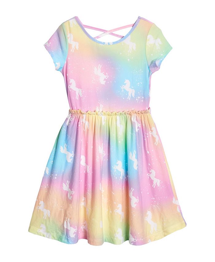 Epic Threads Big Girls Short Sleeve All Over Print Unicorn Dress