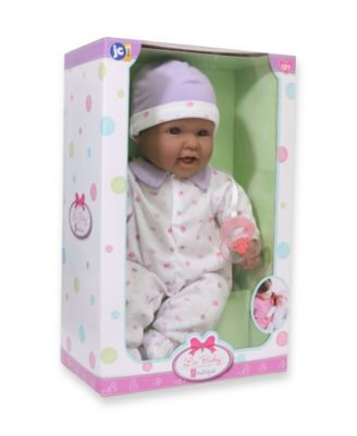 La Baby Hispanic 16" Soft Body Baby Doll Purple Outfit