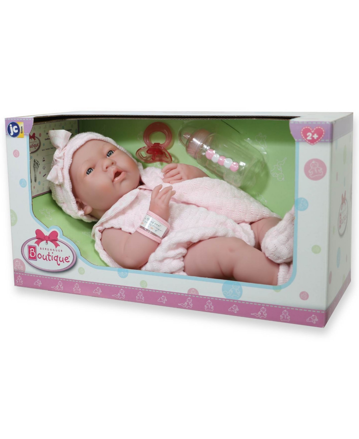 JC TOYS LA NEWBORN 15" REAL GIRL BABY DOLL PINK KNIT OUTFIT 