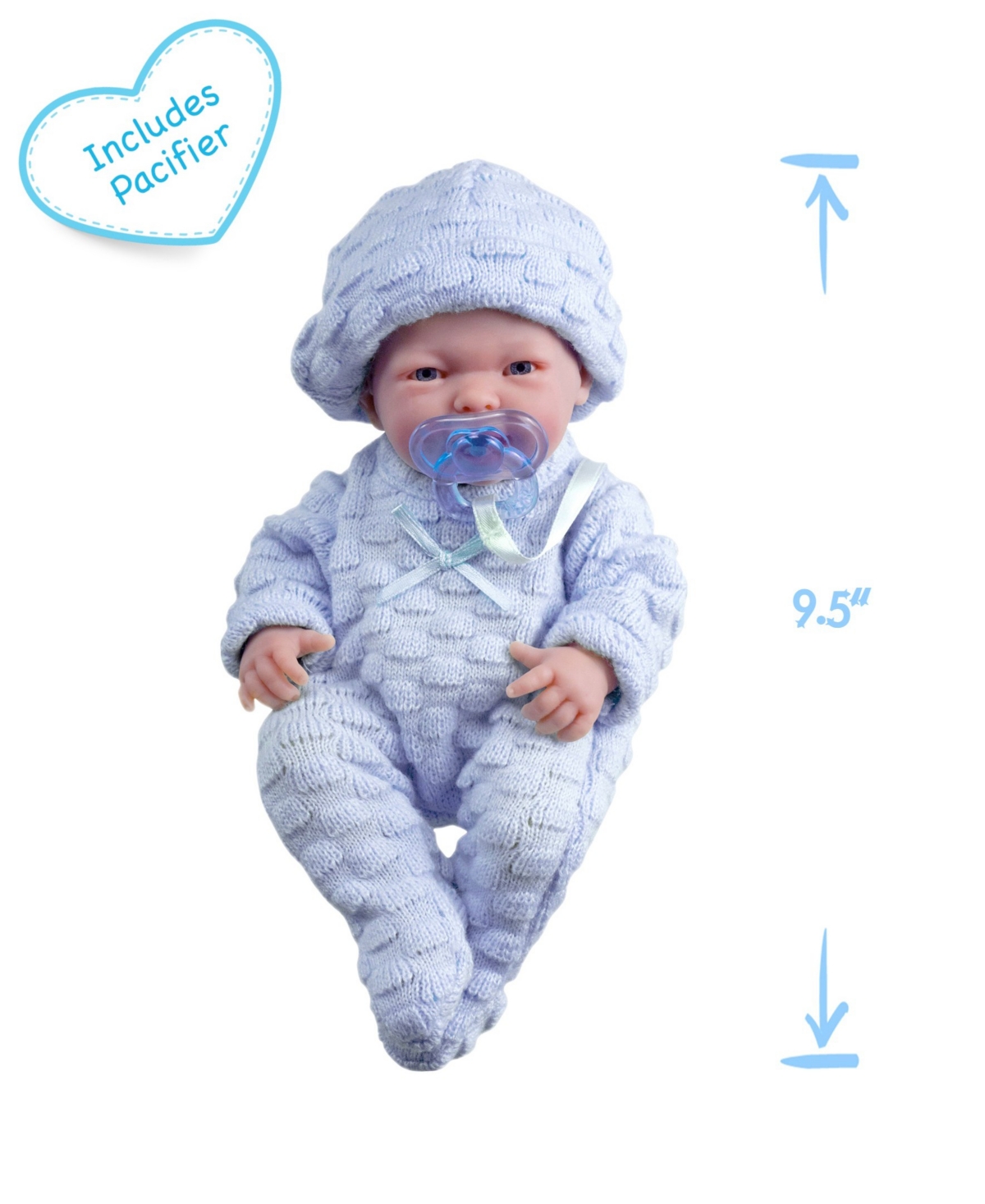 JC TOYS MINI LA NEWBORN 9.5" REAL BOY BABY DOLL BLUE OUTFIT 