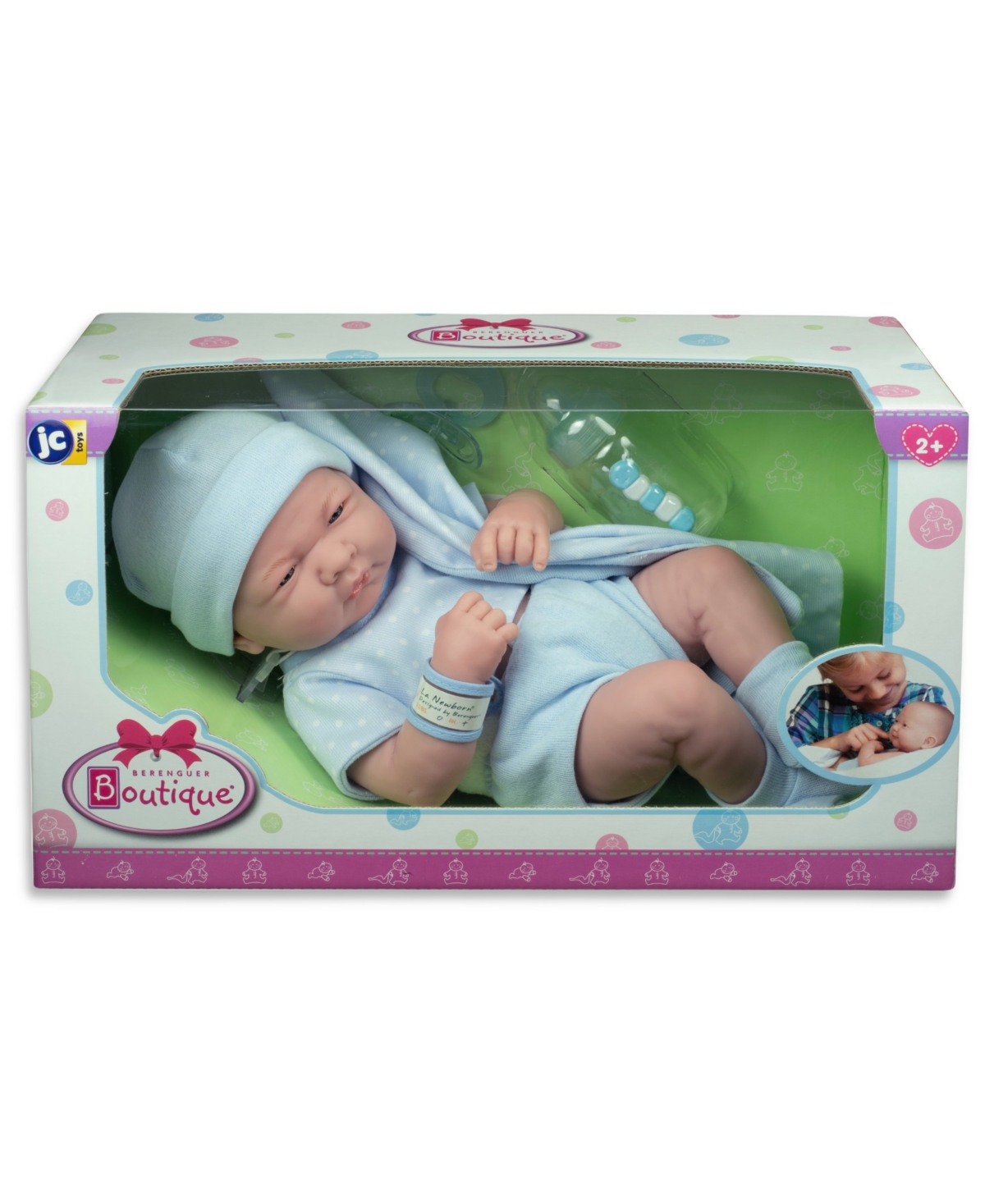 JC TOYS LA NEWBORN14 " REAL BOY BABY DOLL BLUE OUTFIT 