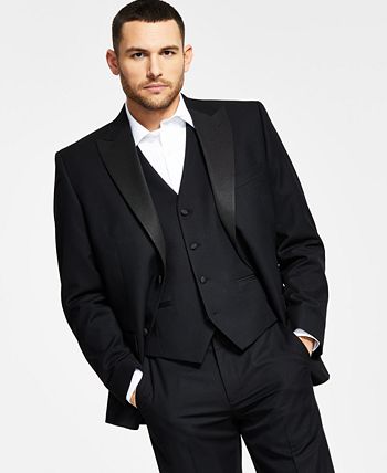 Men's Dark Charcoal Twill 3 Piece Slim Suit