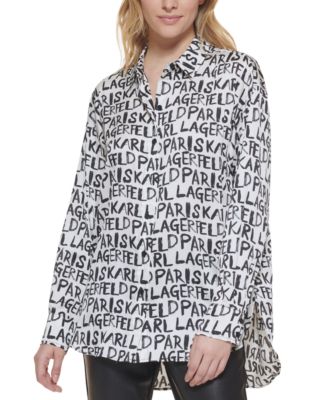 Karl Lagerfeld Paris - Graffiti-Print Button-Down Woven Top