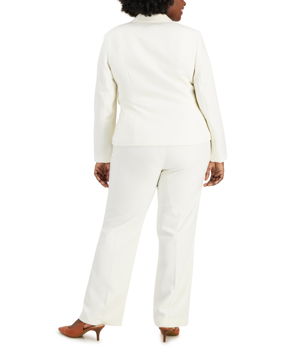 Le Suit Plus Size Button-front Side-zip Pantsuit In Deep Cobalt