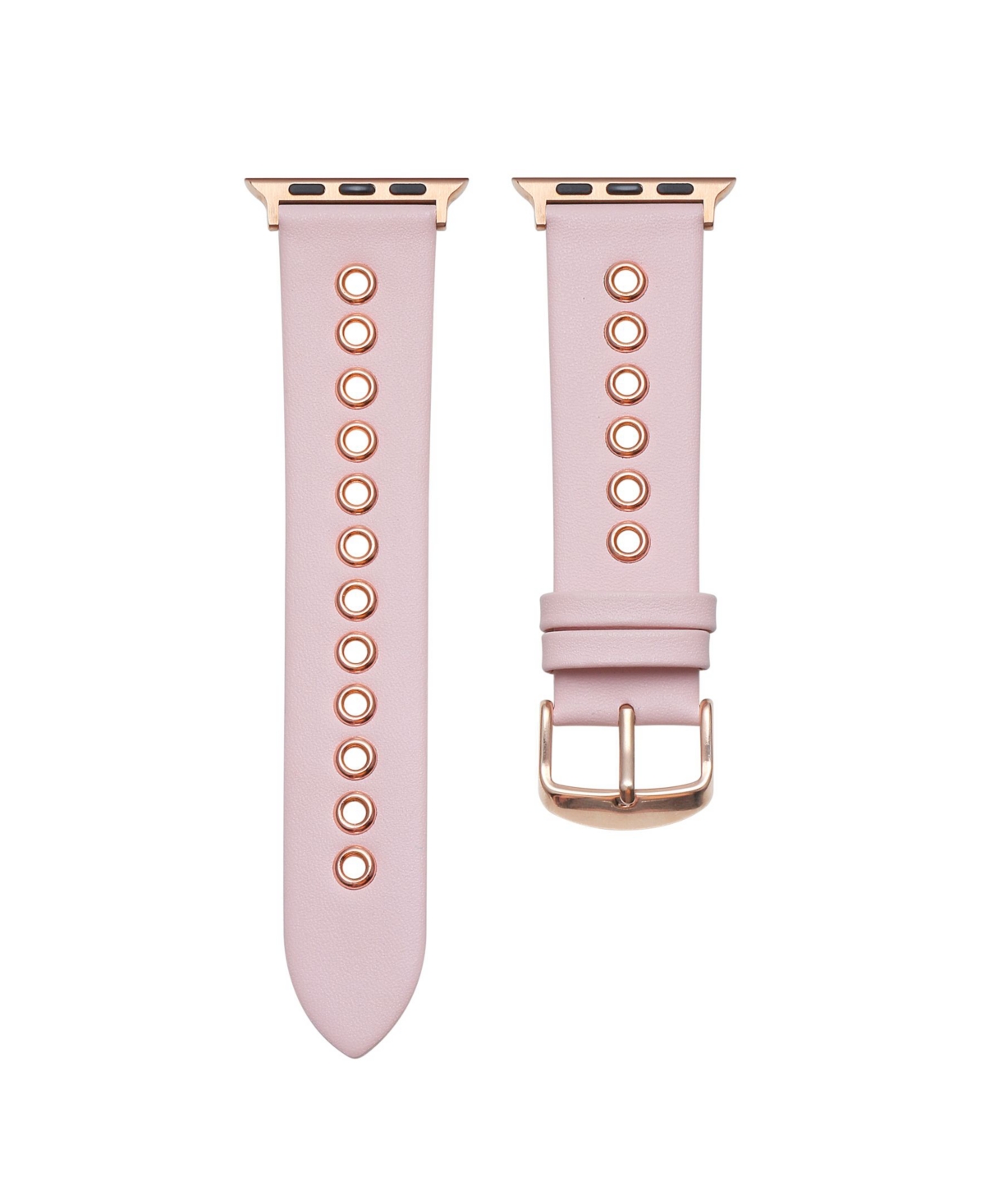 Morgan Pink Genuine Leather and Grommet Band for Apple Watch, 38mm-40mm - Pink, Rose Gold Plated