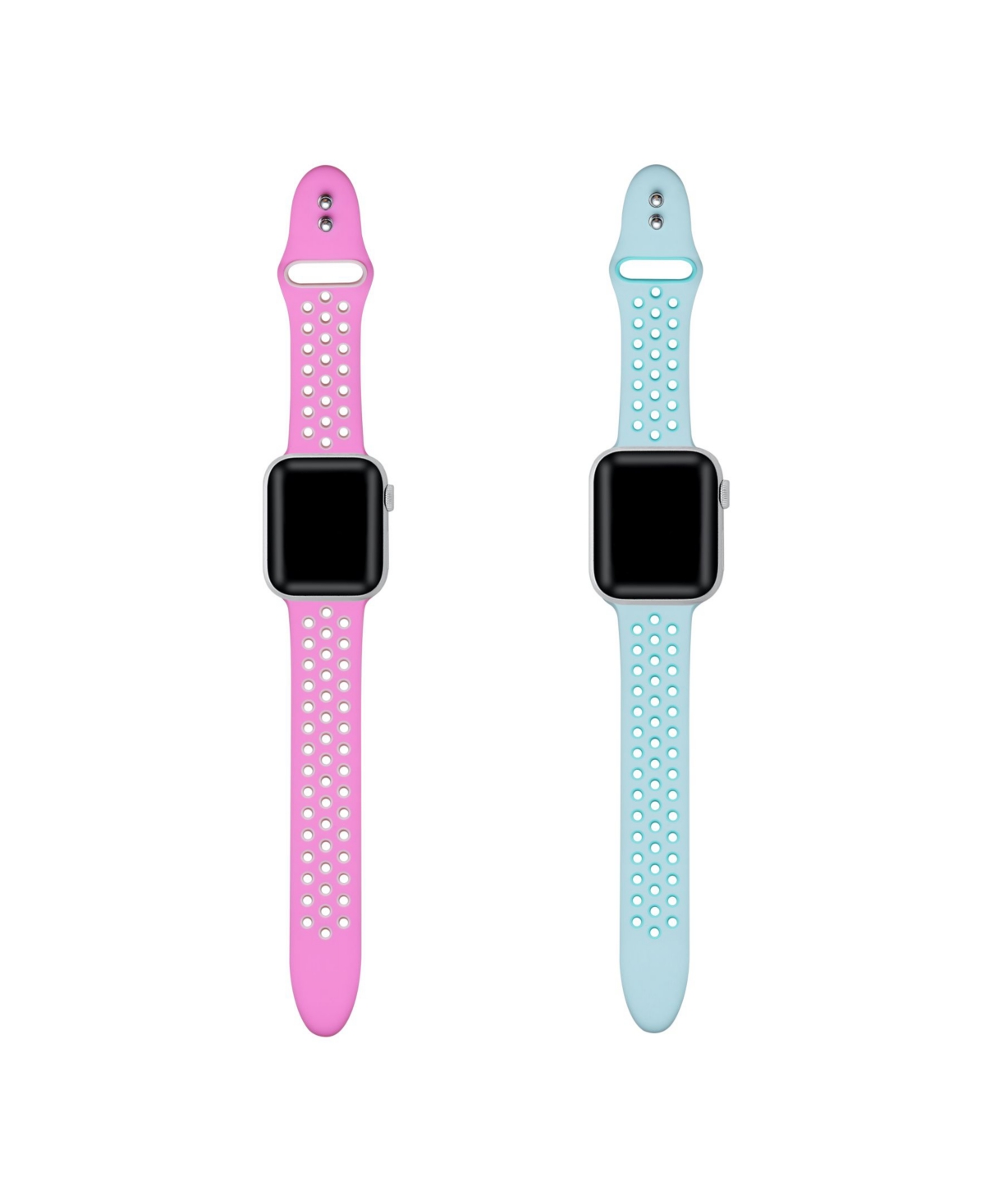 Breathable Sport 2-Pack Mint and Pink Silicone Bands for Apple Watch, 38mm-40mm - Mint, Pink