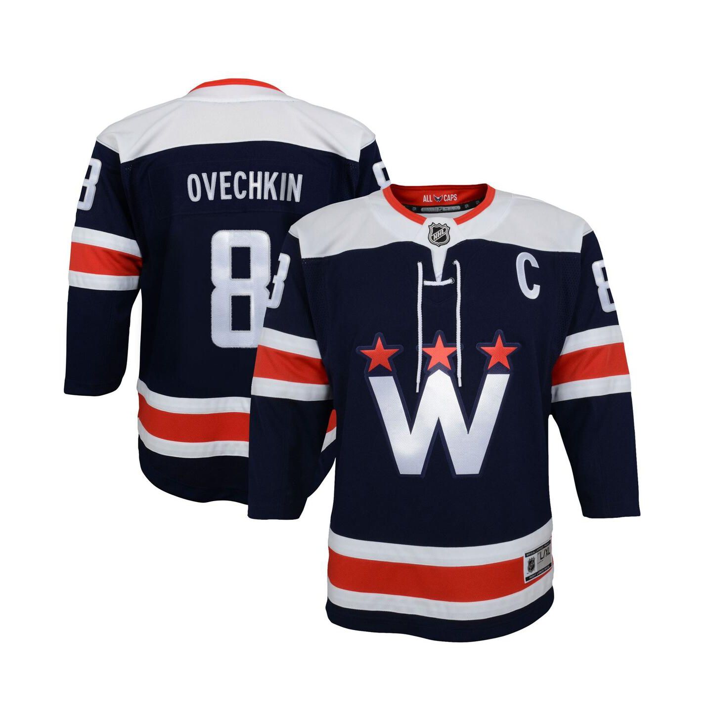 Топ Outerstuff Alexander Ovechkin Navy Washington Capitals 2020/21 Alternate Premier Player Jersey для мальчиков — фото 1