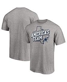 Men's Heather Gray Dallas Cowboys Hometown Collection State Shape T-shirt