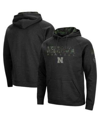 Men's Black Nebraska Huskers OHT Military-Inspired Appreciation Camo Pullover Hoodie