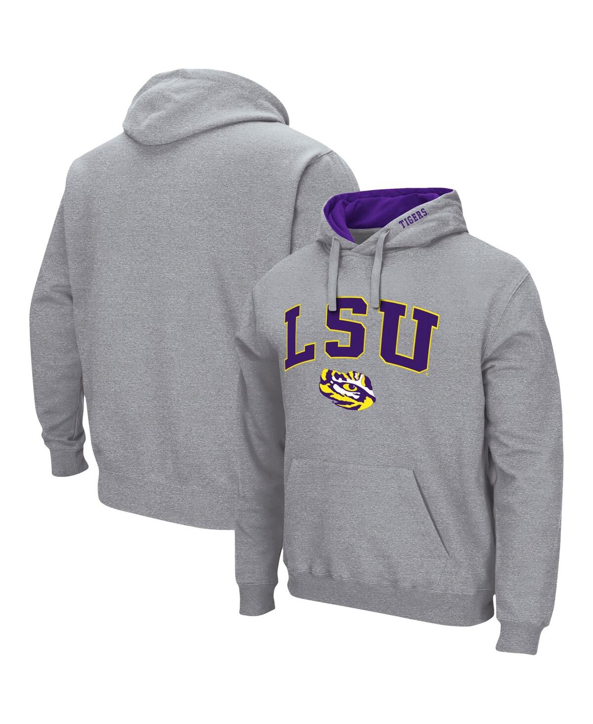 Colosseum Men's Lsu Tigers Arch Logo 3.0 Pullover Hoodie In Heathered Gray