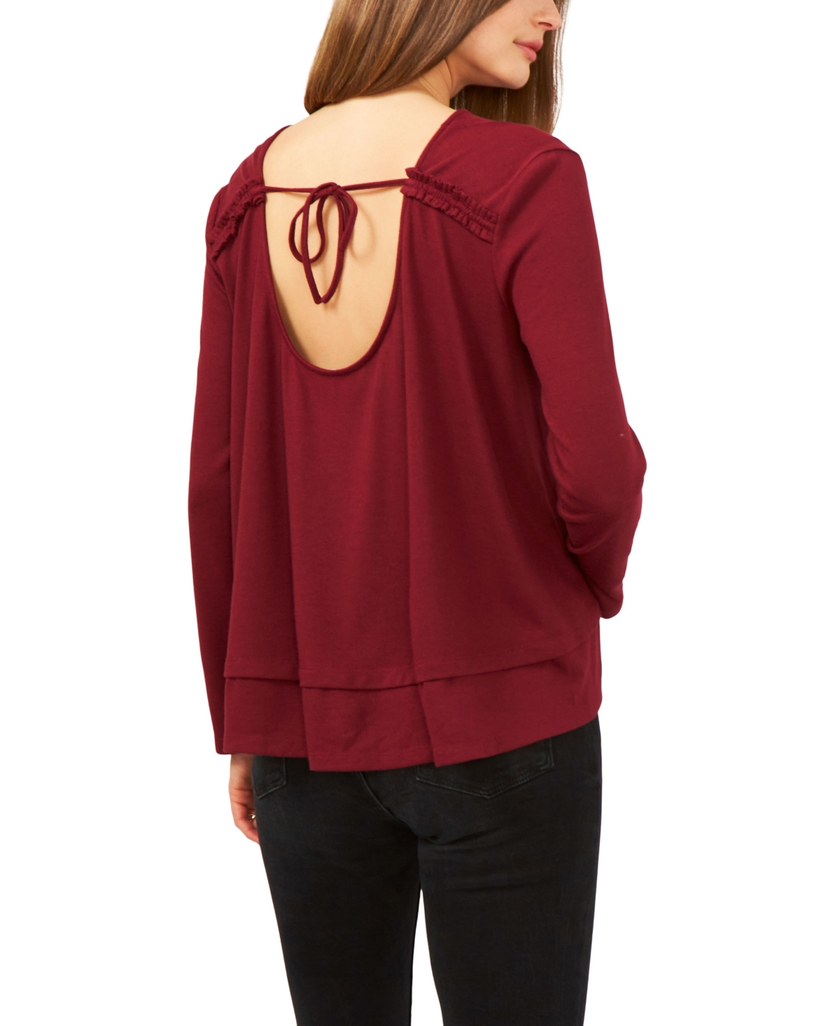 1.state Women's Long Sleeve Tie Back Cozy Knit Top