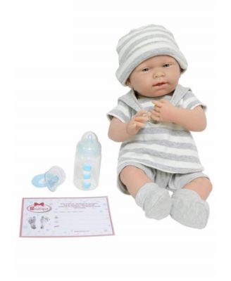 La Newborn15" Real Boy Baby Doll Grey Striped Outfit