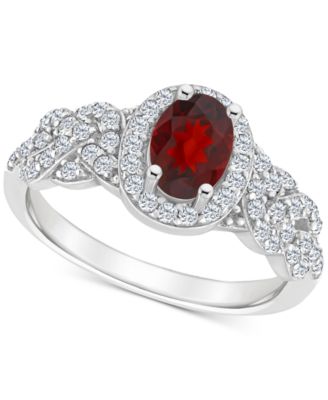 Macy's - Amethyst (3/4 ct. t.w.) & White Topaz (1/2 ct. t.w.) Halo Braid Ring in Sterling Silver (Also in Citrine, Rhodolite Garnet, Peridot, & Blue Topaz)